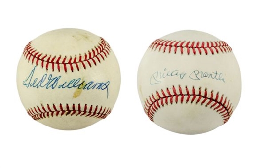 Ted Williams & Mickey Mantle Single-Signed Official American League Baseballs